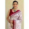 Women's Bhagalpuri Silk Warli Printed Saree With Unstitched Blouse 5.5Mtr (Maroon) - Image 3
