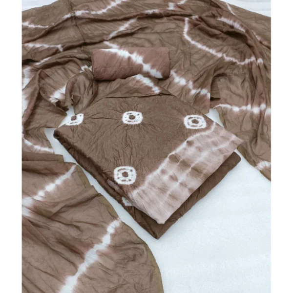 Women's Chanderi Cotton Printed Unstitched Salwar Suit Material With Dupatta 2.3Mtrs (Beige) - Image 2