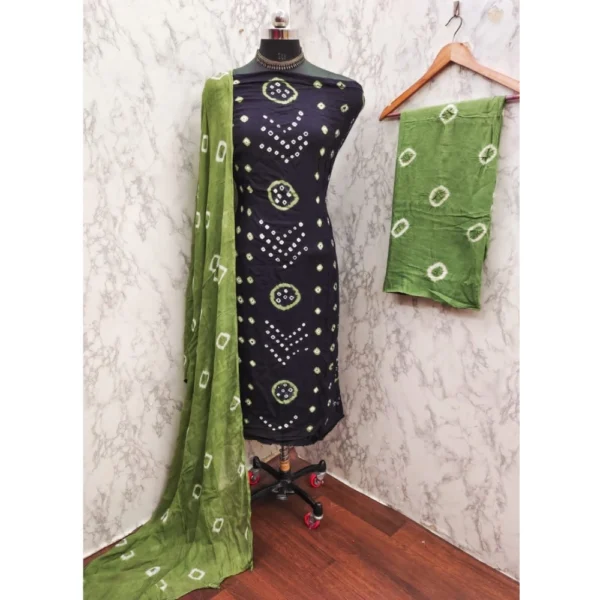 Women's Rayon Printed Unstitched Salwar Suit Material With Dupatta 2.3Mtrs (Black) - Image 2