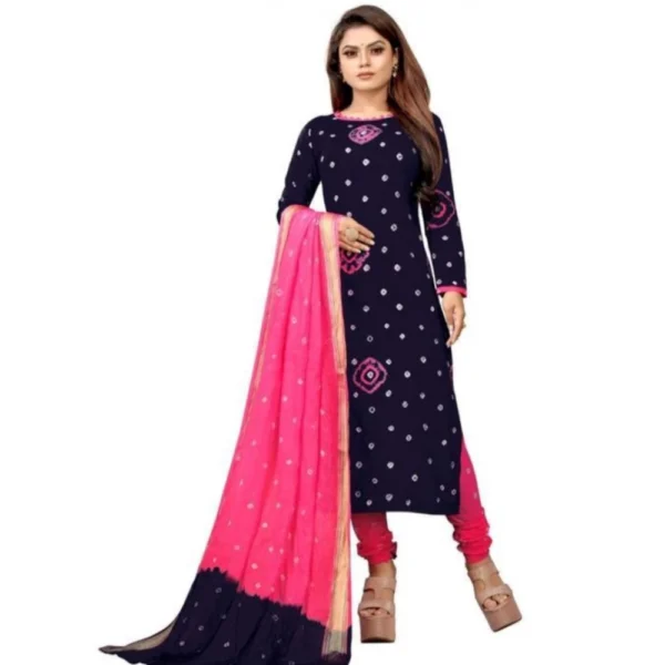 Women's Rayon Printed Unstitched Salwar Suit Material With Dupatta 2.3Mtrs (Blue) - Image 2