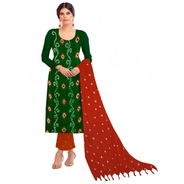 Women's Rayon Printed Unstitched Salwar Suit Material With Dupatta 2.3Mtrs (Mehendi Green) - Image 3