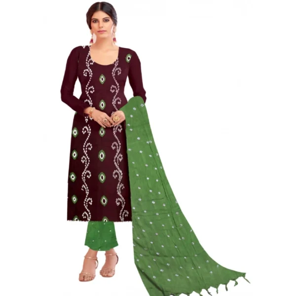 Women's Rayon Printed Unstitched Salwar Suit Material With Dupatta 2.3Mtrs (Coffee) - Image 3