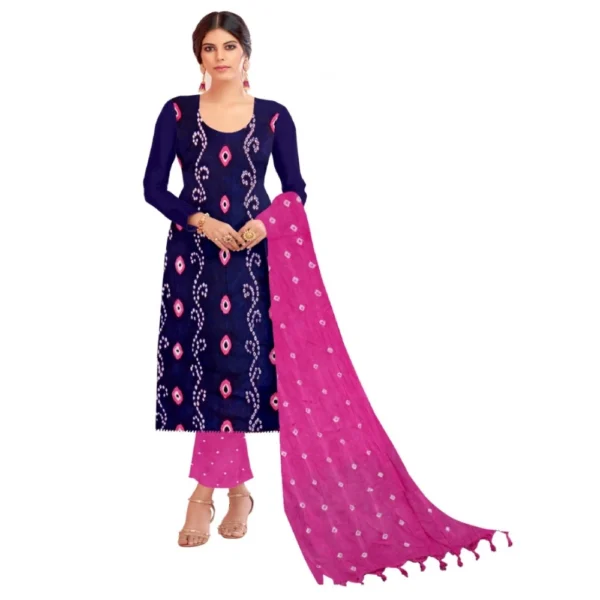 Women's Rayon Printed Unstitched Salwar Suit Material With Dupatta 2.3Mtrs (Blue) - Image 3