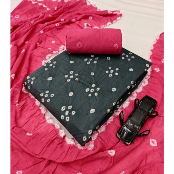 Women's Cambric Cotton Printed Unstitched Salwar Suit Material With Dupatta 2.3Mtrs (Rama) - Image 2