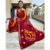 Women's Cotton Shibori Printed Saree With Unstitched Blouse 5.5Mtr (Red) - Image 3