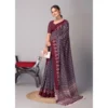 Women's Cotton Ajrakh Printed Saree With Unstitched Blouse 5.5Mtr (Navy Blue) - Image 3