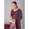 Women's Cotton Ajrakh Printed Saree With Unstitched Blouse 5.5Mtr (Navy Blue) - Image 2