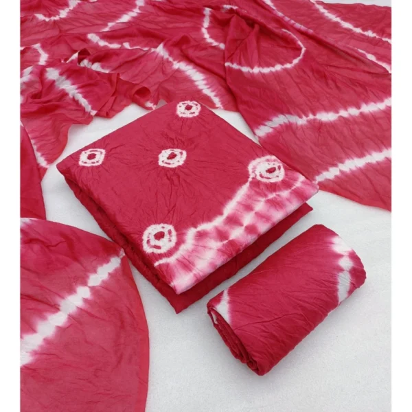Women's Chanderi Cotton Printed Unstitched Salwar Suit Material With Dupatta 2.3Mtrs (Pink) - Image 2