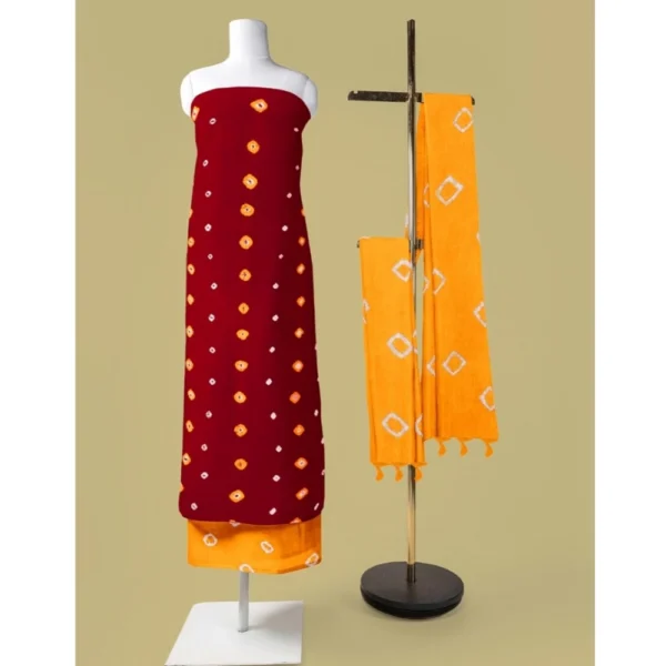 Women's Rayon Printed Unstitched Salwar Suit Material With Dupatta 2.3Mtrs (Red) - Image 2