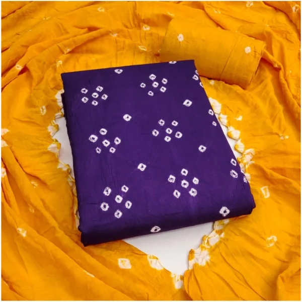 Women's Cambric Cotton Printed Unstitched Salwar Suit Material With Dupatta 2.3Mtrs (Purple) - Image 4