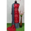 Women's Rayon Printed Unstitched Salwar Suit Material With Dupatta 2.3Mtrs (Red) - Image 2