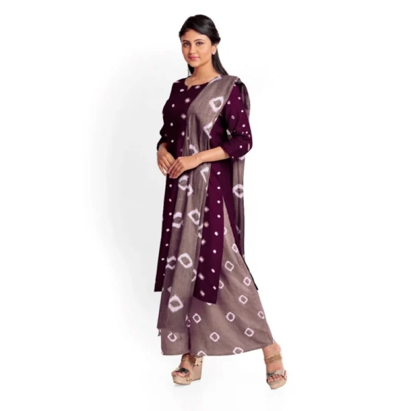 Women's Rayon Printed Unstitched Salwar Suit Material With Dupatta 2.3Mtrs (Wine)