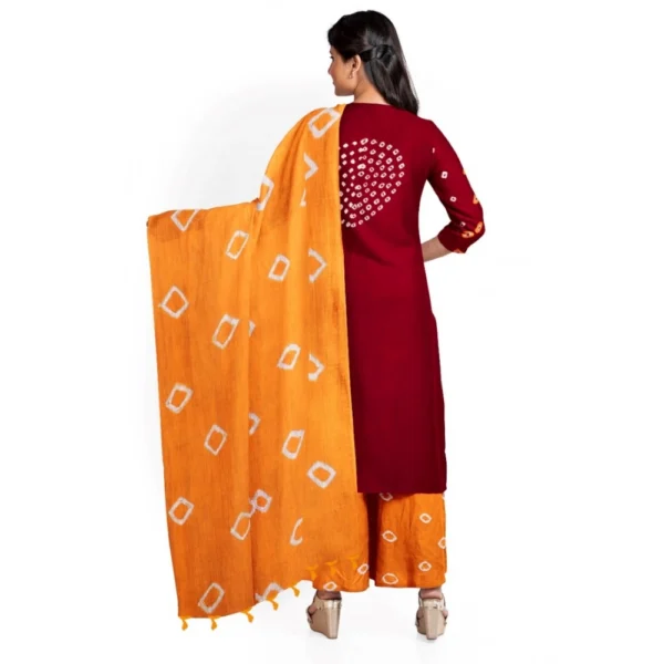 Women's Rayon Printed Unstitched Salwar Suit Material With Dupatta 2.3Mtrs (Red) - Image 3