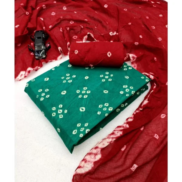 Women's Cambric Cotton Printed Unstitched Salwar Suit Material With Dupatta 2.3Mtrs (Rama) - Image 2