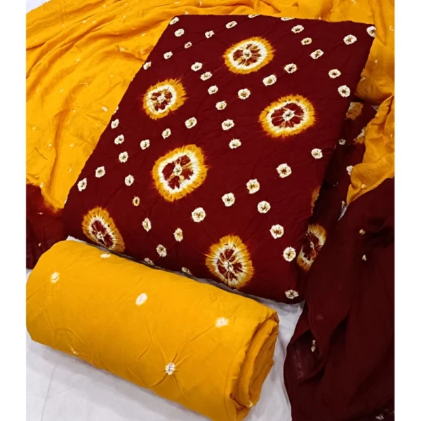 Women's Rayon Printed Unstitched Salwar Suit Material With Dupatta 2.3Mtrs (Red) - Image 2