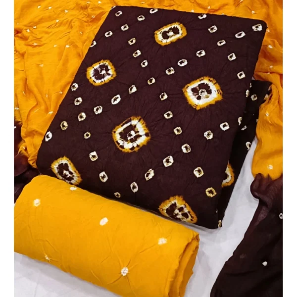 Women's Rayon Printed Unstitched Salwar Suit Material With Dupatta 2.3Mtrs (Coffee) - Image 2