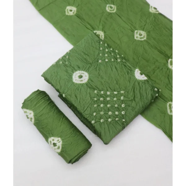 Women's Chanderi Cotton Printed Unstitched Salwar Suit Material With Dupatta 2.3Mtrs (Green) - Image 3