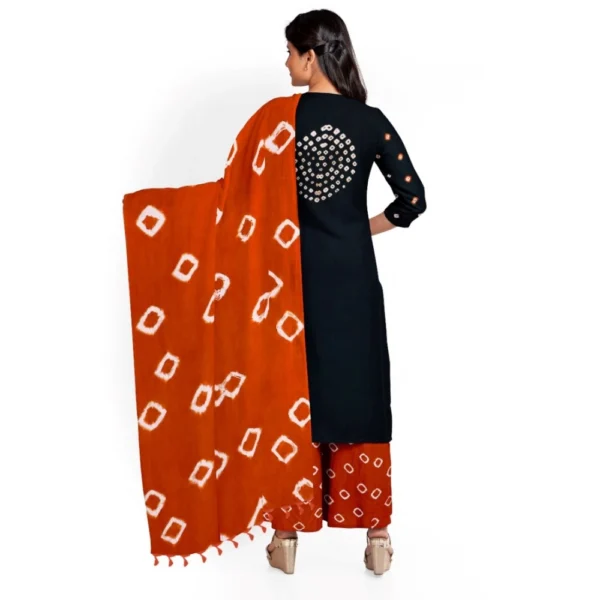 Women's Rayon Printed Unstitched Salwar Suit Material With Dupatta 2.3Mtrs (Black) - Image 2