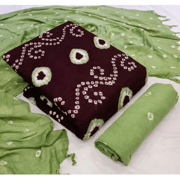 Women's Rayon Printed Unstitched Salwar Suit Material With Dupatta 2.3Mtrs (Coffee) - Image 2