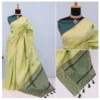Generic Women's Banarasi Printed Saree With Unstitched Blouse 5.5Mtr (Light Green) - Image 3