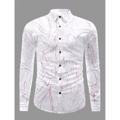 Men's Casual PollyCotton Textured Full Sleeve Collar Shirt (Pink)