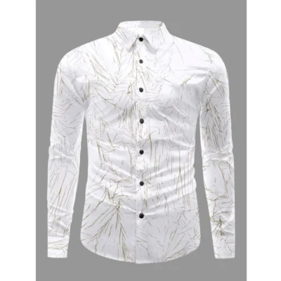 Men's Casual PollyCotton Textured Full Sleeve Collar Shirt (Green)