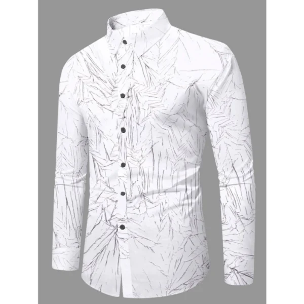 Men's Casual PollyCotton Textured Full Sleeve Collar Shirt (Black) - Image 3