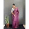 Women's Chiffon Woven Bollywood Saree With Unstitched Blouse (5.5Mtr, Purple) - Image 3