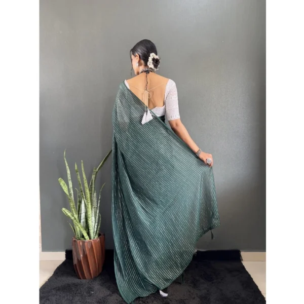 Women's Chiffon Woven Bollywood Saree With Unstitched Blouse (5.5Mtr, Green) - Image 2