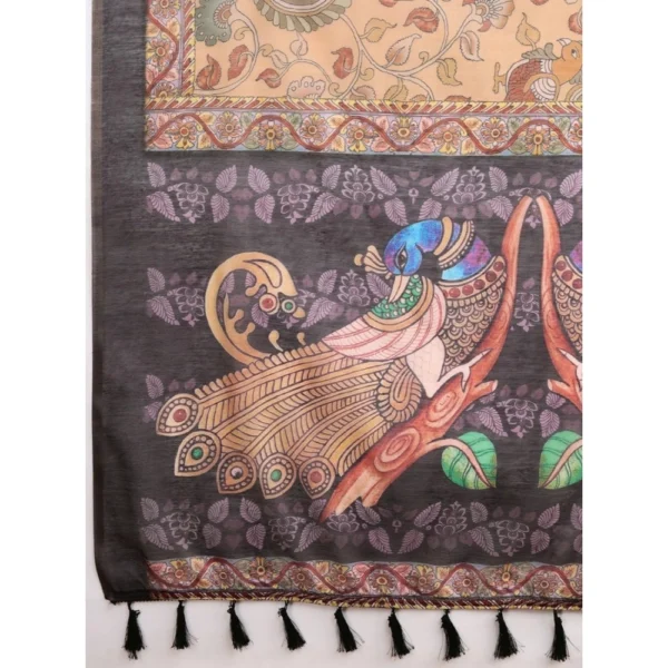 Women's Georgette Embroidered  Saree With Unstitched Blouse (5.5Mtr, Brown) - Image 2