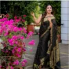 Women's Silk Woven Kanjivaram Saree With Unstitched Blouse (5.5Mtr, Black) - Image 3