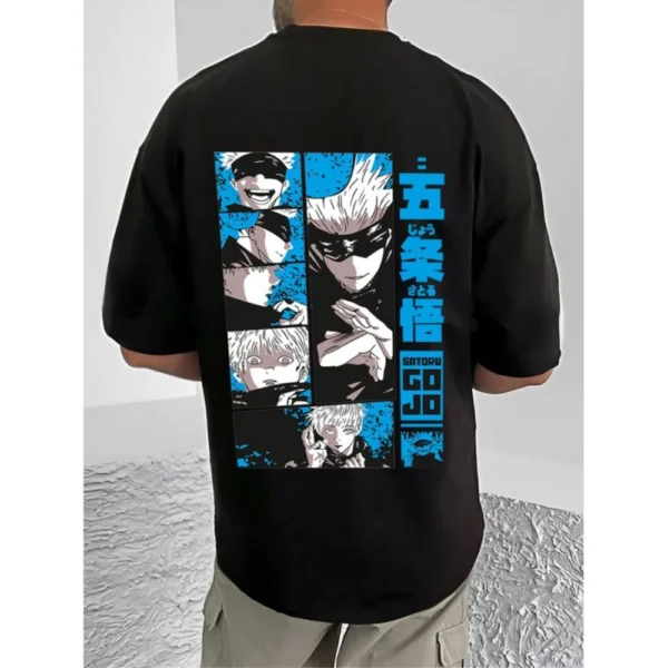 Men's Casual Cotton Blend Printed Round Neck Half Sleeve T-Shirt (Black) - Image 4