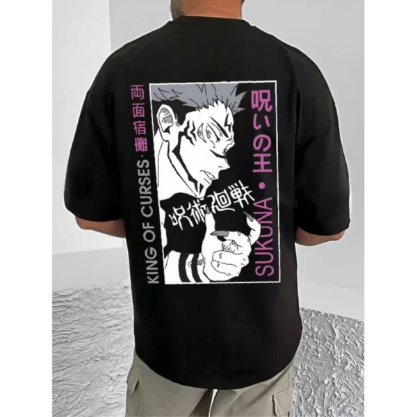 Men's Casual Cotton Blend Printed Round Neck Half Sleeve T-Shirt (Black) - Image 4