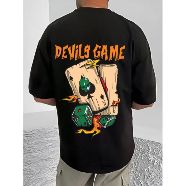 Men's Casual Cotton Blend Printed Round Neck Half Sleeve T-Shirt (Black) - Image 4