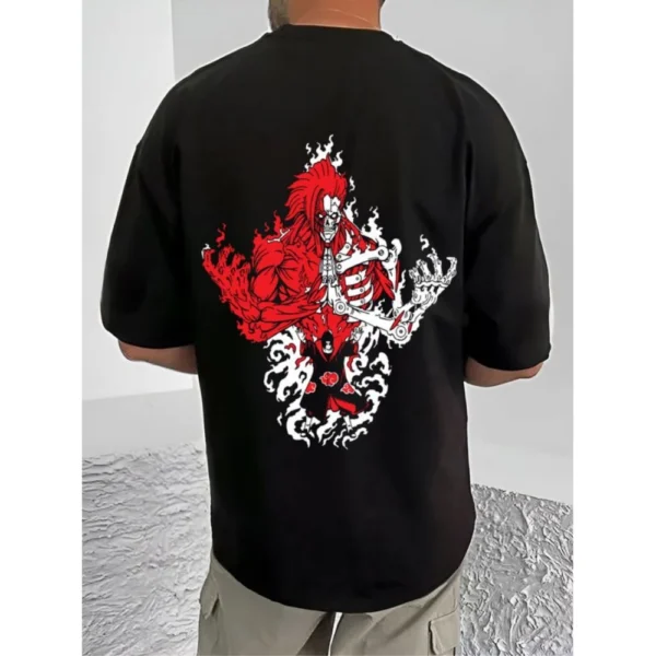 Men's Casual Cotton Blend Printed Round Neck Half Sleeve T-Shirt (Black) - Image 4