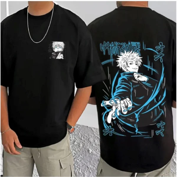 Men's Casual Cotton Blend Printed Round Neck Half Sleeve T-Shirt (Black) - Image 3