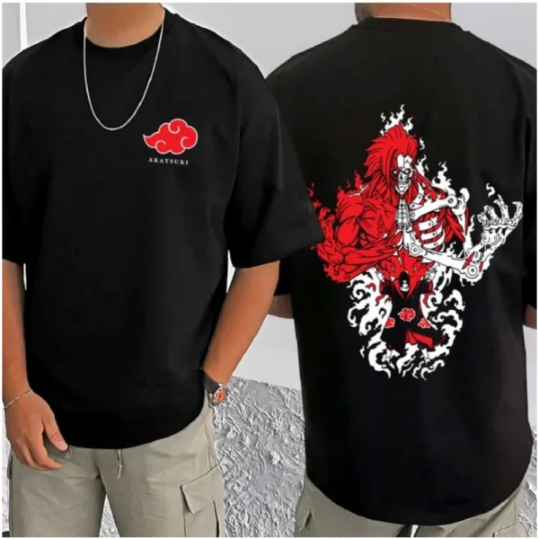 Men's Casual Cotton Blend Printed Round Neck Half Sleeve T-Shirt (Black) - Image 3