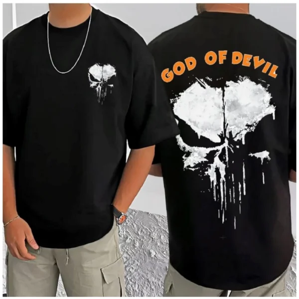 Men's Casual Cotton Blend Printed Round Neck Half Sleeve T-Shirt (Black) - Image 3