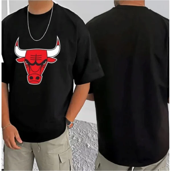 Men's Casual Cotton Blend Printed Round Neck Half Sleeve T-Shirt (Black) - Image 3
