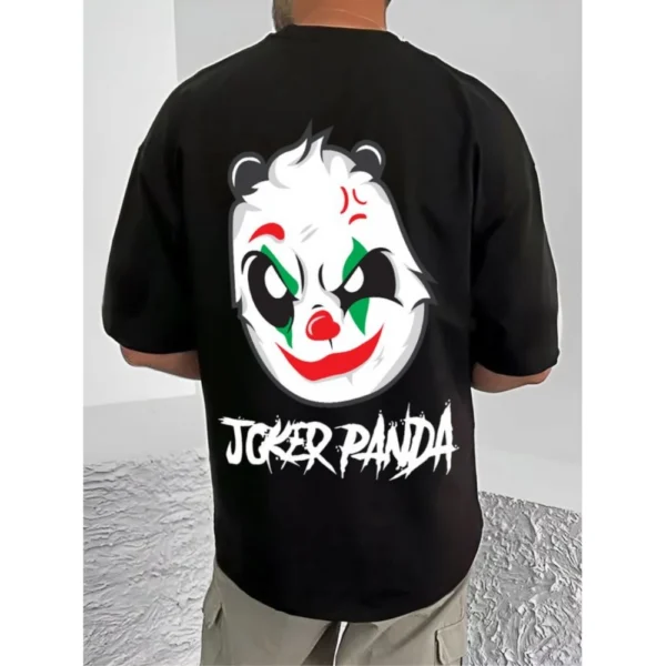 Men's Casual Cotton Blend Printed Round Neck Half Sleeve T-Shirt (Black) - Image 4