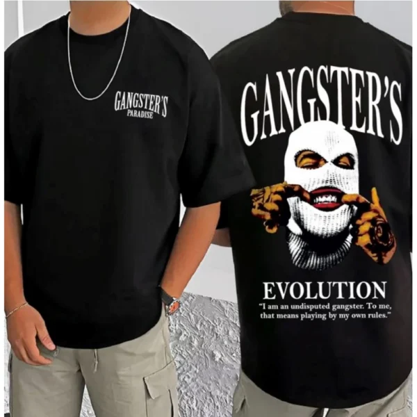 Men's Casual Cotton Blend Printed Round Neck Half Sleeve T-Shirt (Black) - Image 3