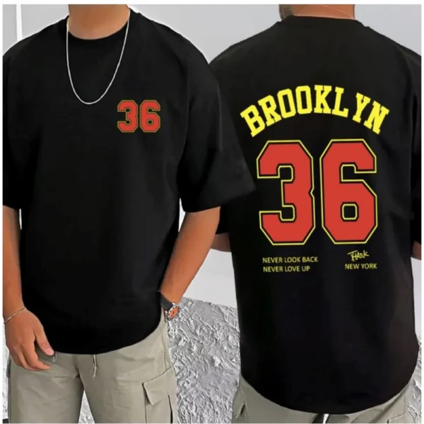 Men's Casual Cotton Blend Printed Round Neck Half Sleeve T-Shirt (Black) - Image 3