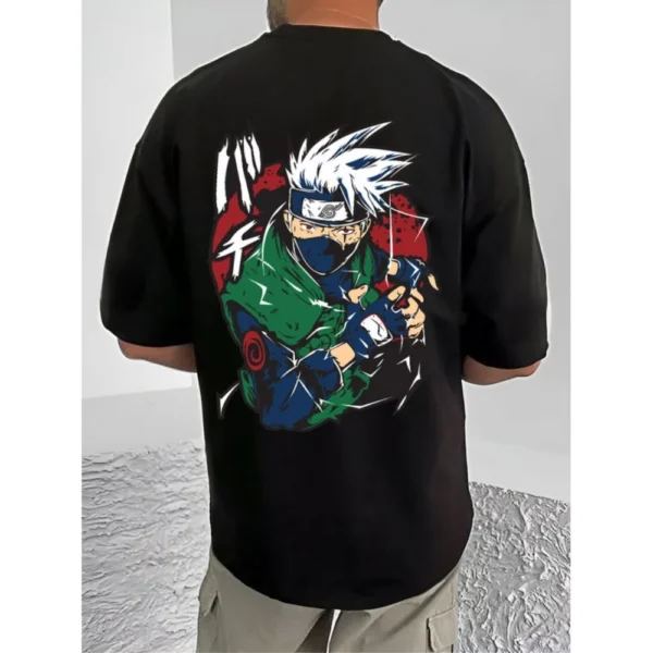 Men's Casual Cotton Blend Printed Round Neck Half Sleeve T-Shirt (Black) - Image 4