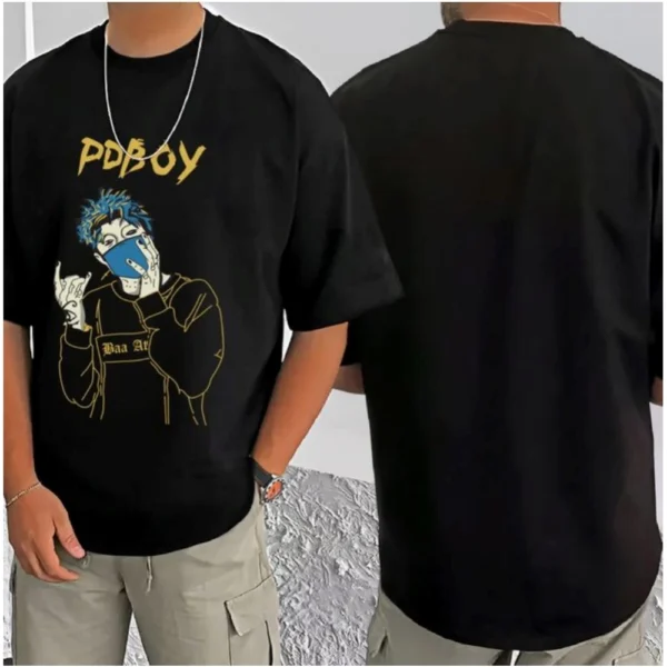 Men's Casual Cotton Blend Printed Round Neck Half Sleeve T-Shirt (Black) - Image 3