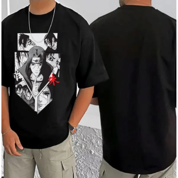Men's Casual Cotton Blend Printed Round Neck Half Sleeve T-Shirt (Black) - Image 3