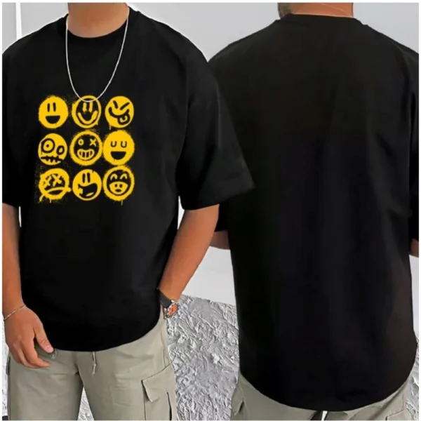 Men's Casual Cotton Blend Printed Round Neck Half Sleeve T-Shirt (Black) - Image 3