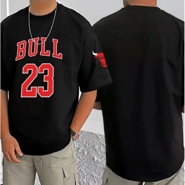 Men's Casual Cotton Blend Printed Round Neck Half Sleeve T-Shirt (Black) - Image 3