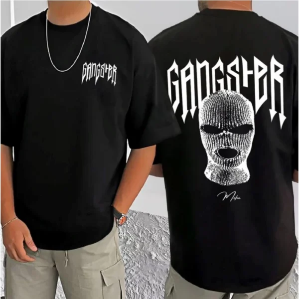 Men's Casual Cotton Blend Printed Round Neck Half Sleeve T-Shirt (Black) - Image 3