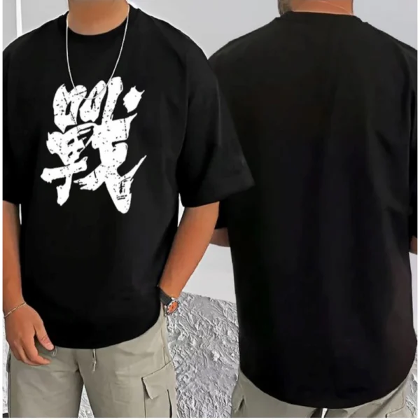 Men's Casual Cotton Blend Printed Round Neck Half Sleeve T-Shirt (Black) - Image 3