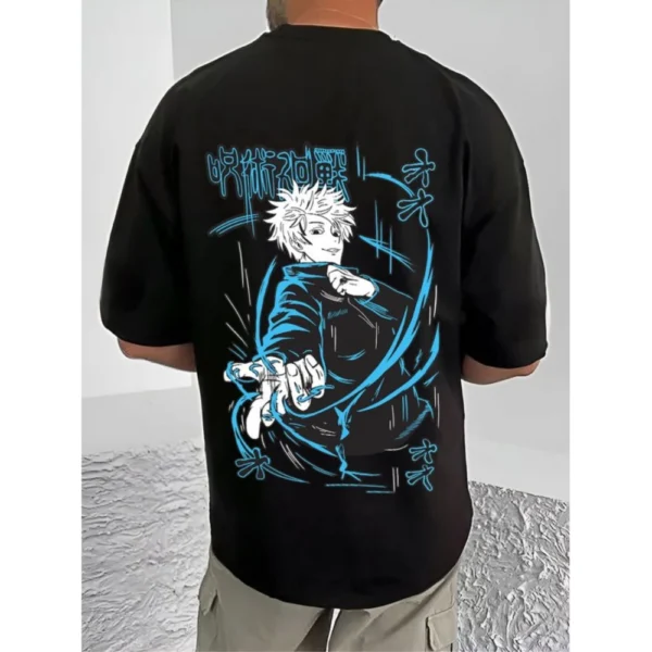 Men's Casual Cotton Blend Printed Round Neck Half Sleeve T-Shirt (Black) - Image 4